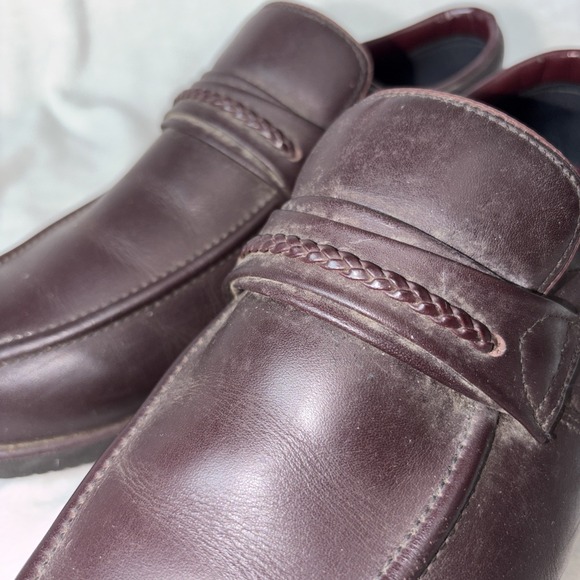 Vtg Dark‎ Brown Goodyear Leather Loafers 9 Comfort Slip On Moc Toe Braided 80s main image 6